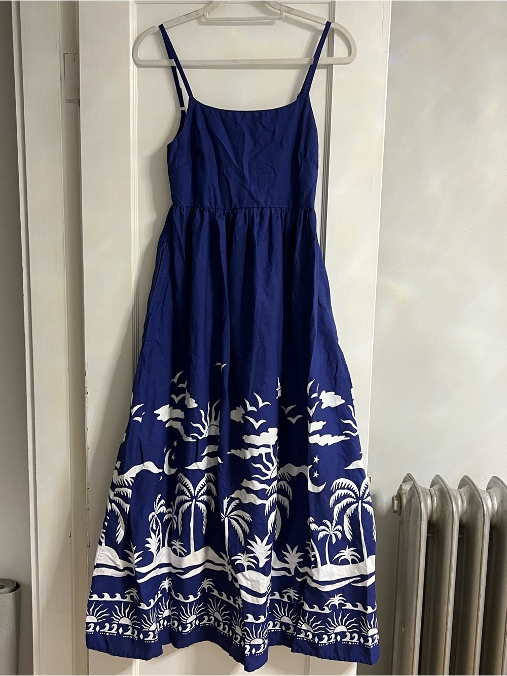 Navy Blue Tropical Print Sundress